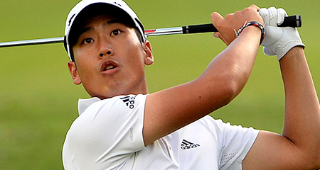 Jason Kang of USA in action on day one of the Fiji International